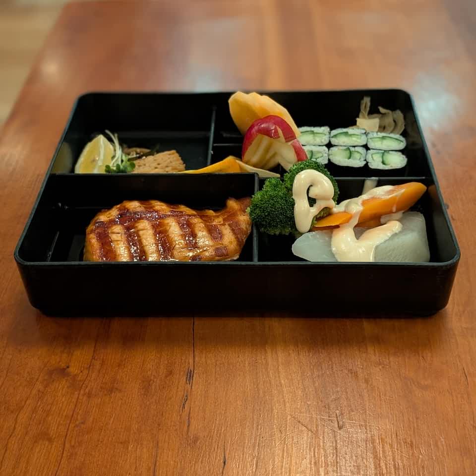 salmon teriyaki bento